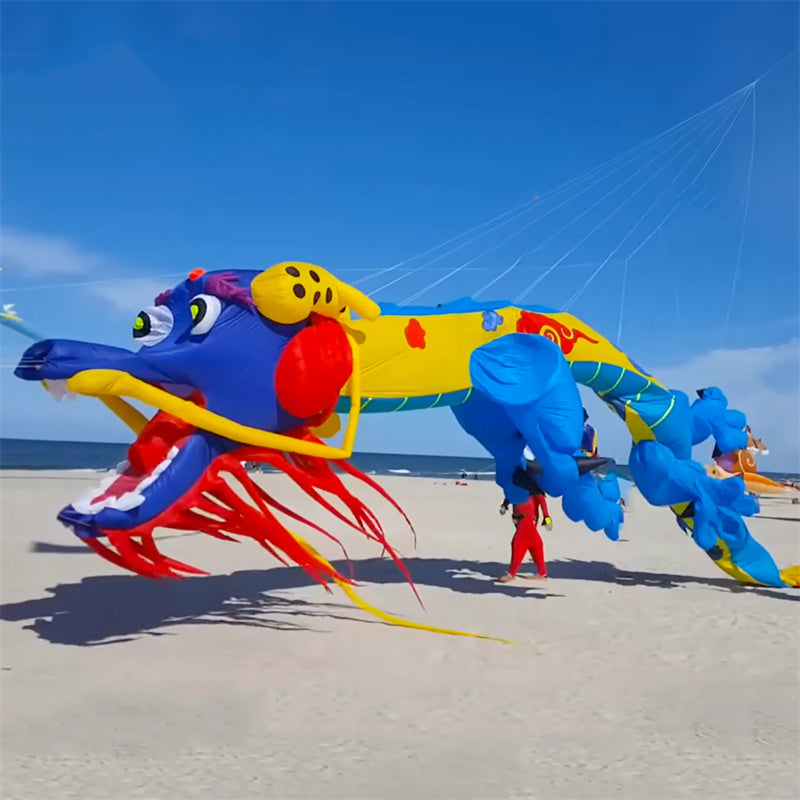 Free Shipping 15m Dragon Kite Line Laundry Pendant Soft Inflatable Show Kite for Kite Festival 30D Ripstop Nylon Fabric with Bag