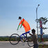 Free Shipping Dynamic Bicycle Kite 1.2m*1.5m Line Laundry Single Line Show Kite for Kite Festival 30D Ripstop Nylon with Bag