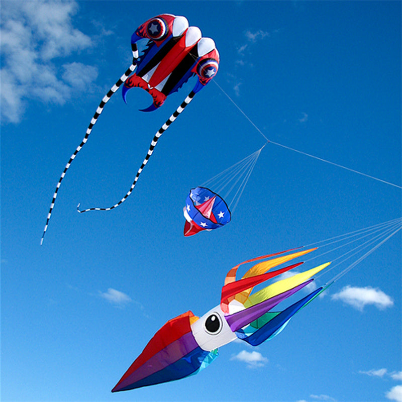 Free Shipping 3m Squid Kite Line Laundry Pendant Soft Inflatable Show Kite for Kite Festival Best 30D Ripstop Nylon Fabric with Bag
