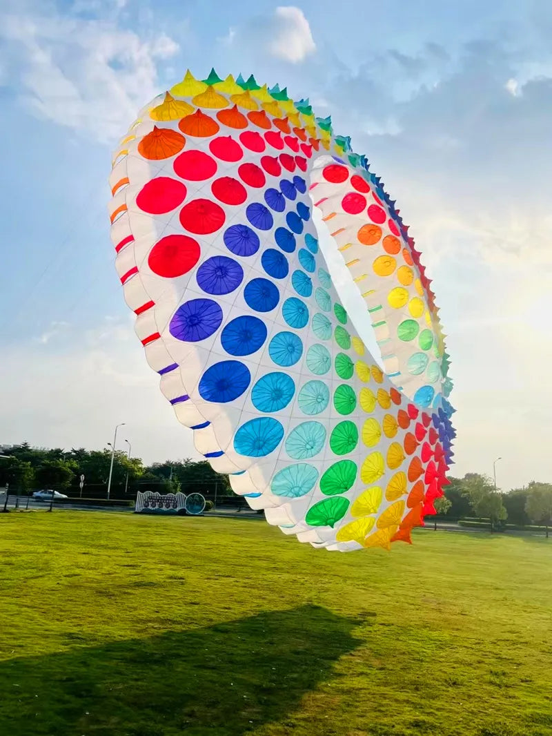 free shipping 15m ring kites flying outdoor professional winds kites rainbow kites dragon paragliding display kite factory ikite