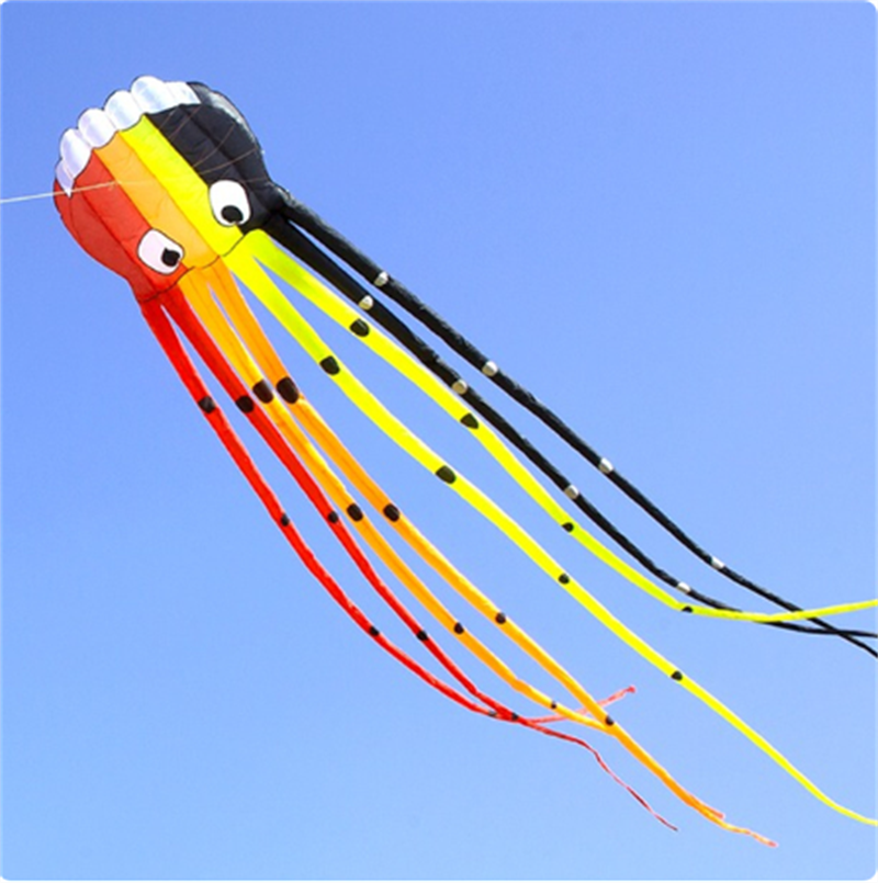 Free Shipping 13color Big Octopus Kite 8m Large Single Line Soft Inflatable Kite 30D Ripstop Polyester Fabric with Bag
