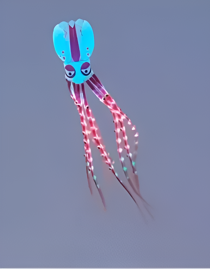 free shipping 20m led octopus kites flying trilobites kite for adults kite string line windsurfing led fish kites with battery