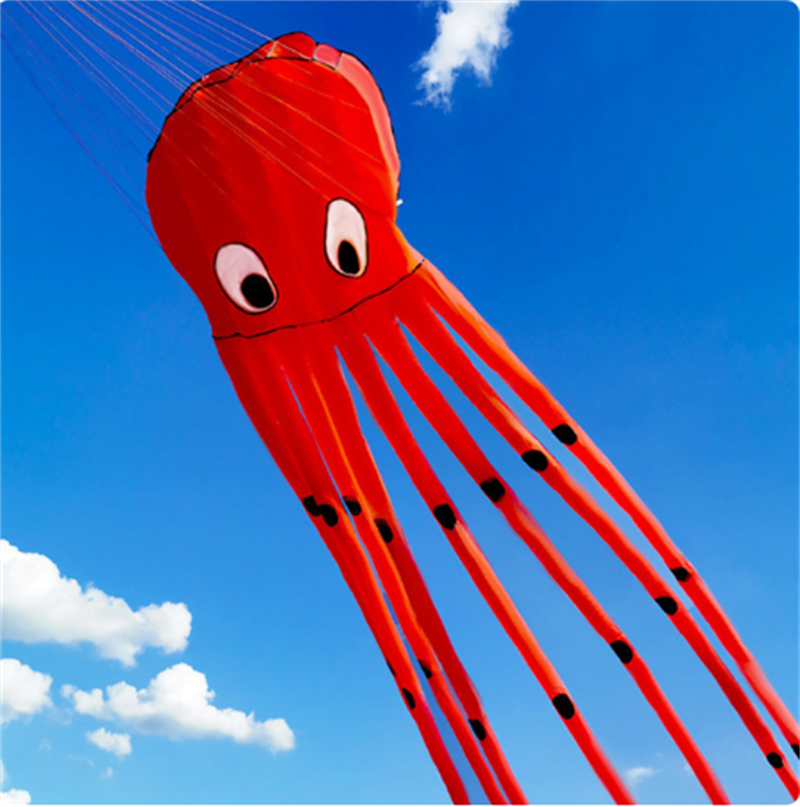Free Shipping 13color Big Octopus Kite 8m Large Single Line Soft Inflatable Kite 30D Ripstop Polyester Fabric with Bag