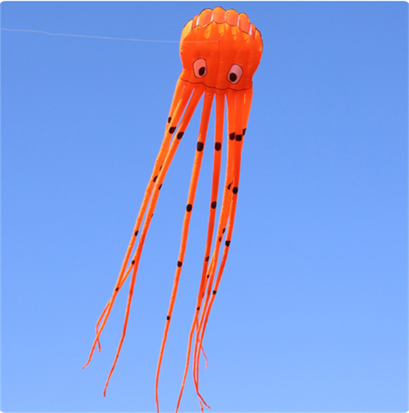 Free Shipping 13color Big Octopus Kite 8m Large Single Line Soft Inflatable Kite 30D Ripstop Polyester Fabric with Bag