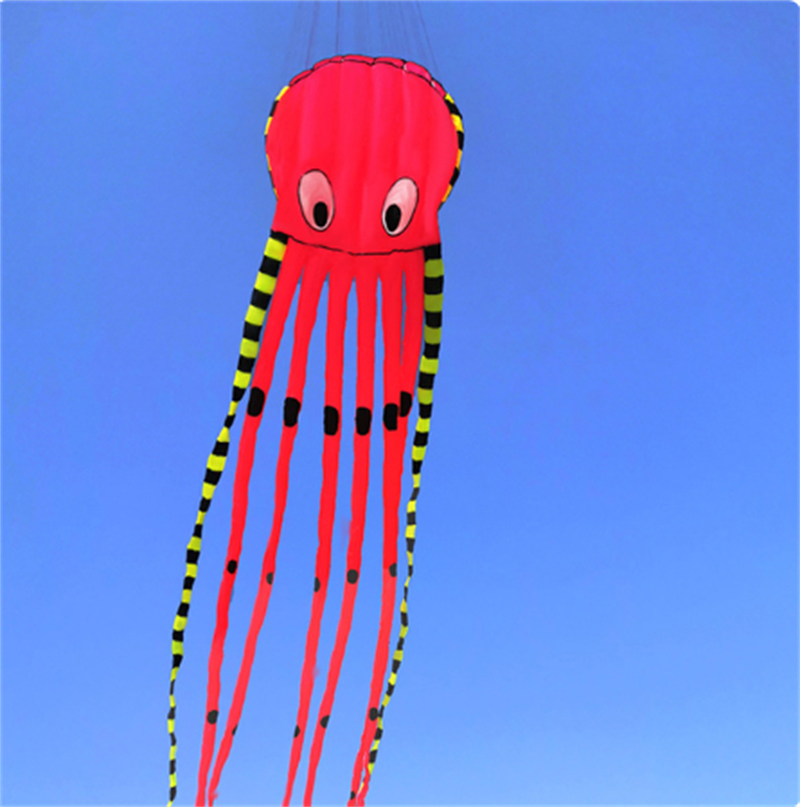 Free Shipping 13color Big Octopus Kite 8m Large Single Line Soft Inflatable Kite 30D Ripstop Polyester Fabric with Bag