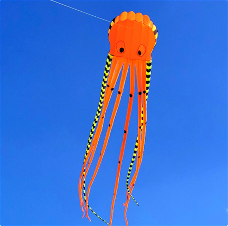 Free Shipping 13color Big Octopus Kite 8m Large Single Line Soft Inflatable Kite 30D Ripstop Polyester Fabric with Bag