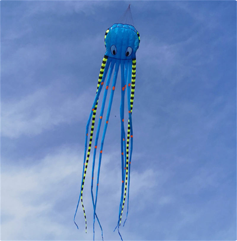 Free Shipping 13color Big Octopus Kite 8m Large Single Line Soft Inflatable Kite 30D Ripstop Polyester Fabric with Bag